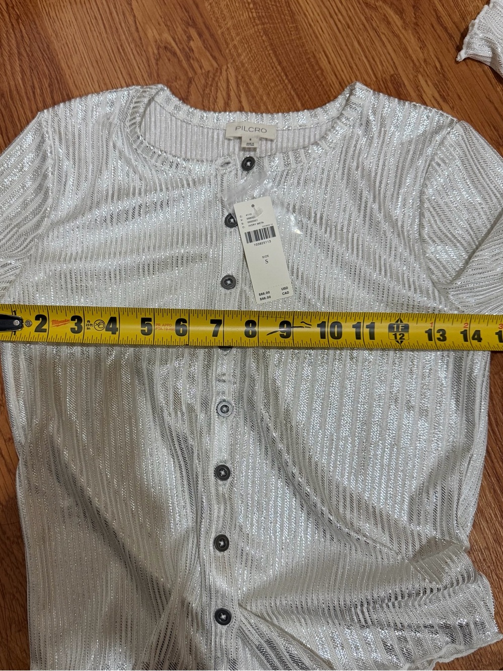 The Andie Shimmer Ribbed Cardigan by Pilcro - Picture 6 of 6